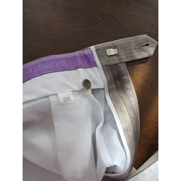 Earvin Magic Johnson 42R 36 Gray Striped Mens Jacket Pants Suit - Picture 14 of 16